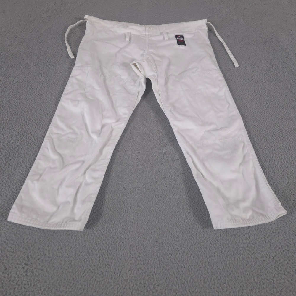 Fuji Pants Mens A1 White Martial Arts Straight Leg Cotton Blend Reinforced Knee